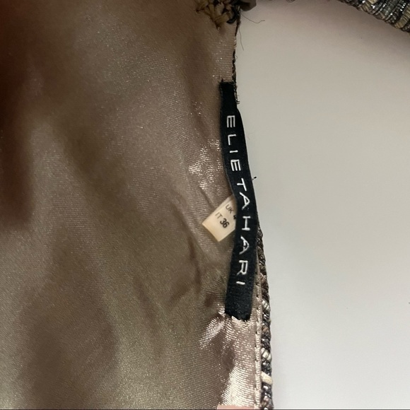 ELIE Tahari Brown/Silver Metallic Cocktail Dress Size 0 - Picture 7 of 11